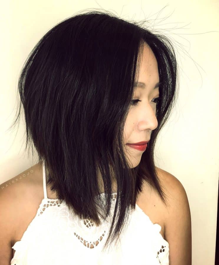 Multi-layer abgewinkelt lange Bob cut Asian Layered Lange Bob Cut