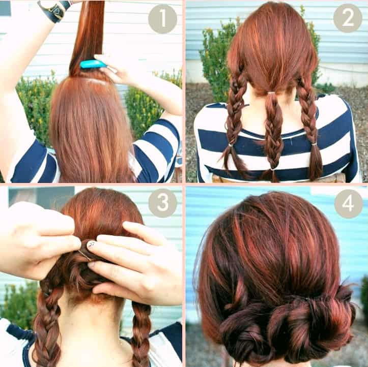 Festliche Frisuren Selber Machen Ideen Einfacher geflochtener Updo