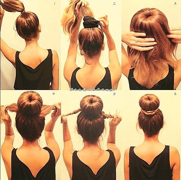 Festliche Frisuren Selbst Gemacht Inspirationen Sock Bun mit Zopf Ideen