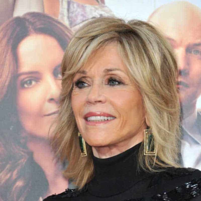 Jane Fonda's Signatur geschichtete Frisur