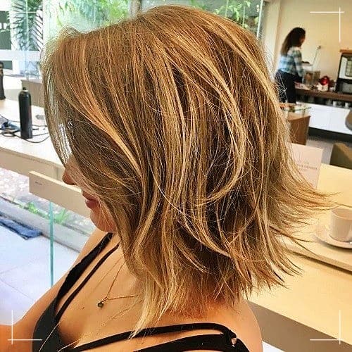 Freche Kurzhaarfrisuren brauner Bob mit Baby-Highlights