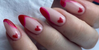 Nägel Inspiration Almond Valentinstag: Romantisches Ombré-Design mit Herzakzenten