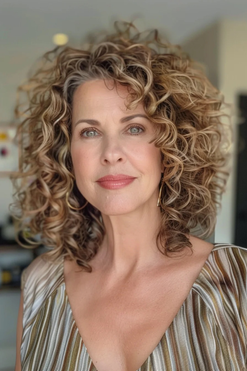 Frisuren ab 60 mit Naturlocken: Der lockere, gestufte Bob