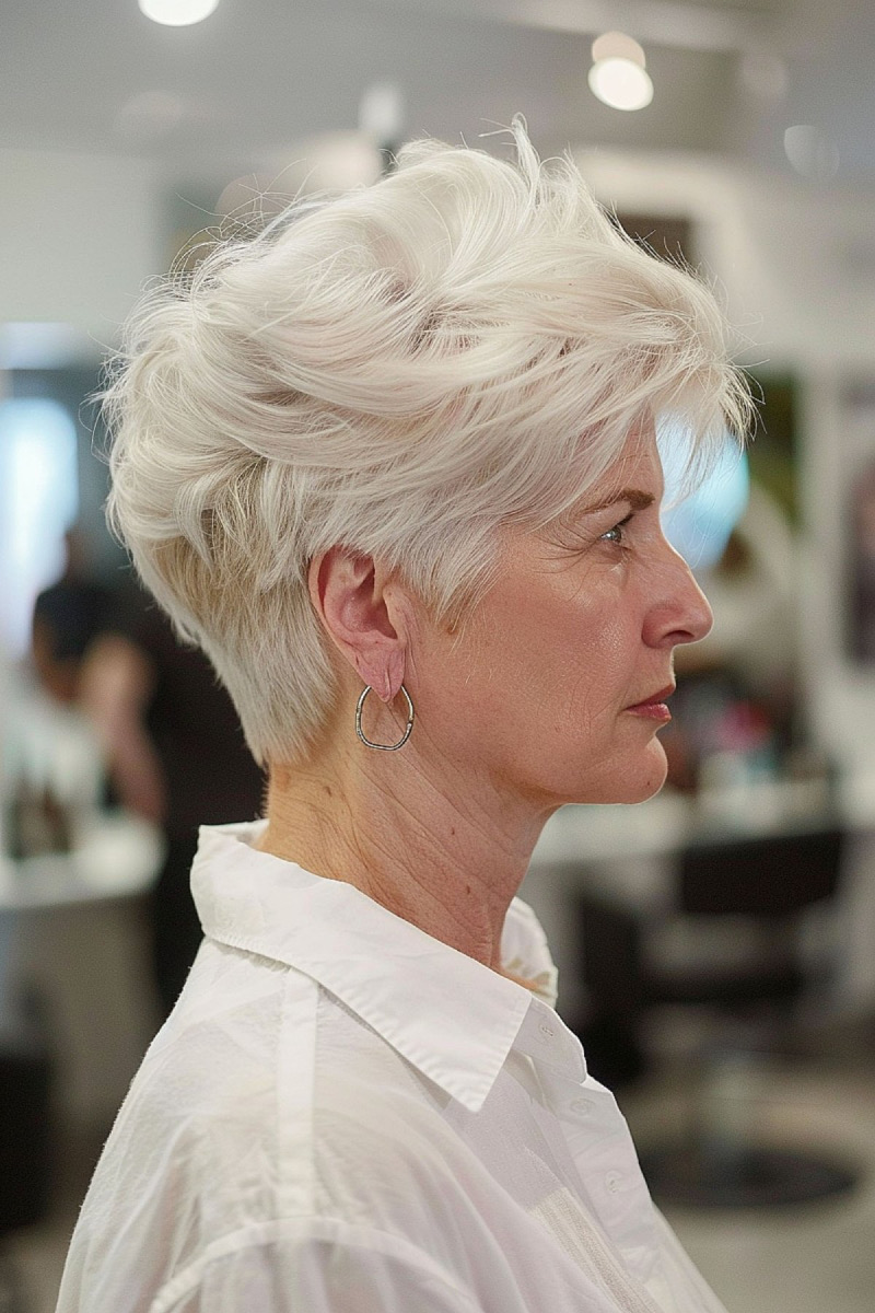 Peppige Frisuren ab 60: Der freche, gestufte Pixie mit Volumen