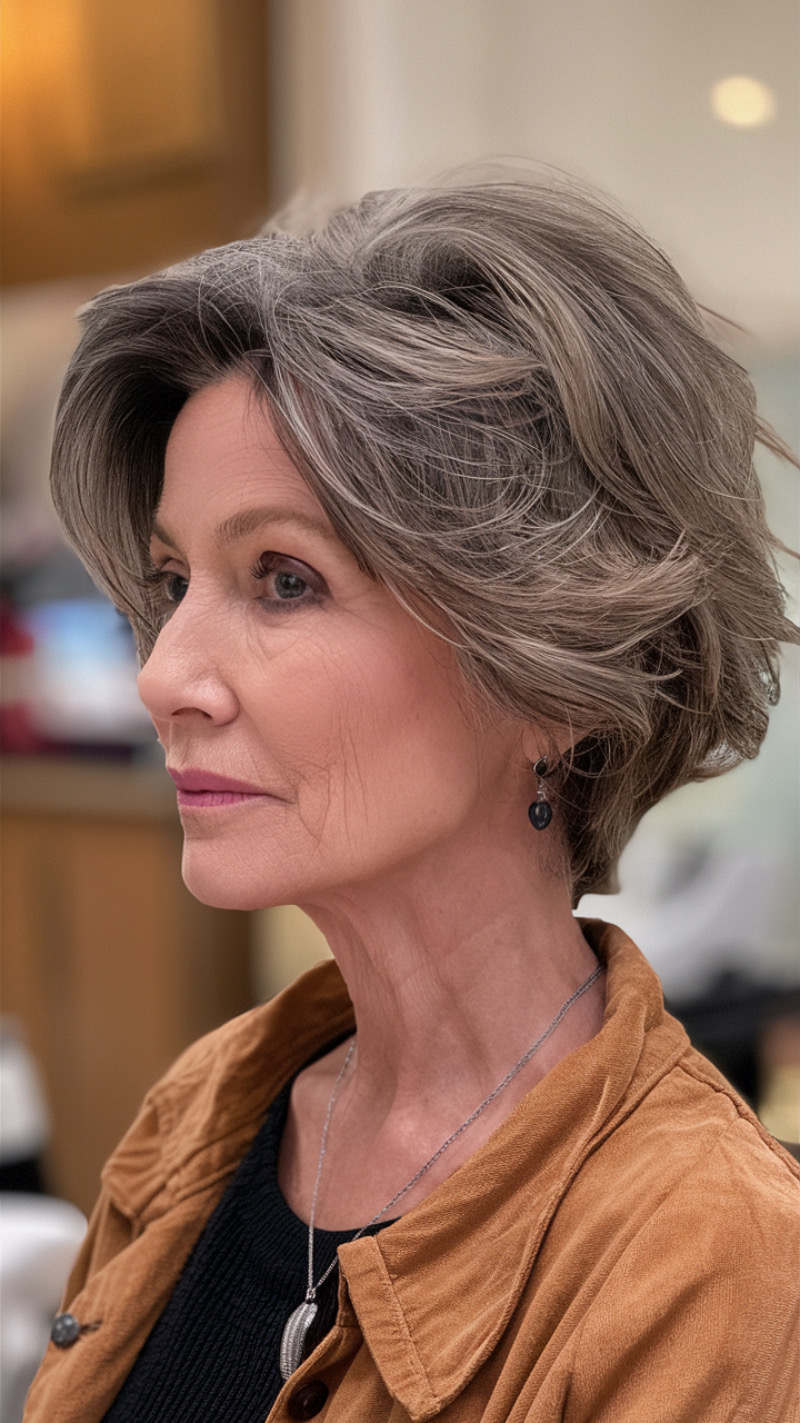 Frisuren Trend 2025 Frauen ab 60: Der voluminöse Bob in Silber-Grau