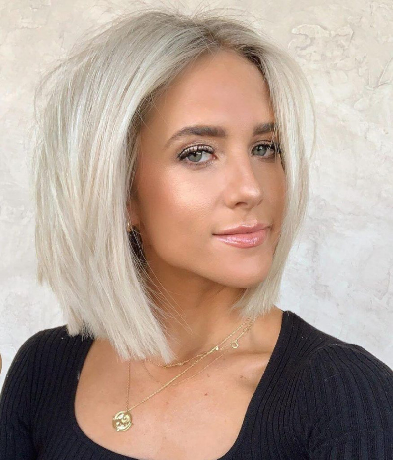 Freche Blonde Kurzhaarfrisuren: Der Platinblonde Blunt Bob