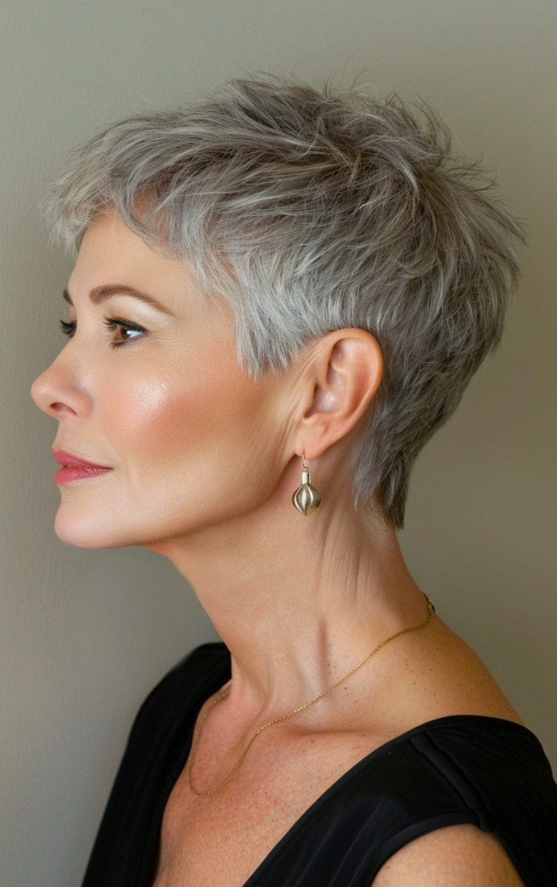 Kurzhaarfrisuren Damen Freche 2025: Der Strukturierte Silber-Pixie